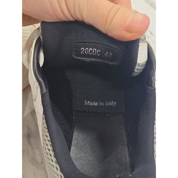 Dior Men’s Athletic Sneakers in White, Gray, Black with Orange Sole